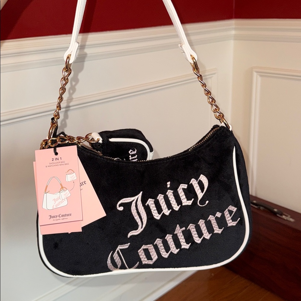 Juicy Couture Black and Pink Shoulder Bag